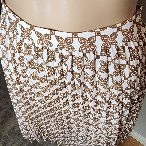 J. Crew Accordion Pleated Mini Skirt Brown Cream Size 14 CC844 - Picture 6 of 16
